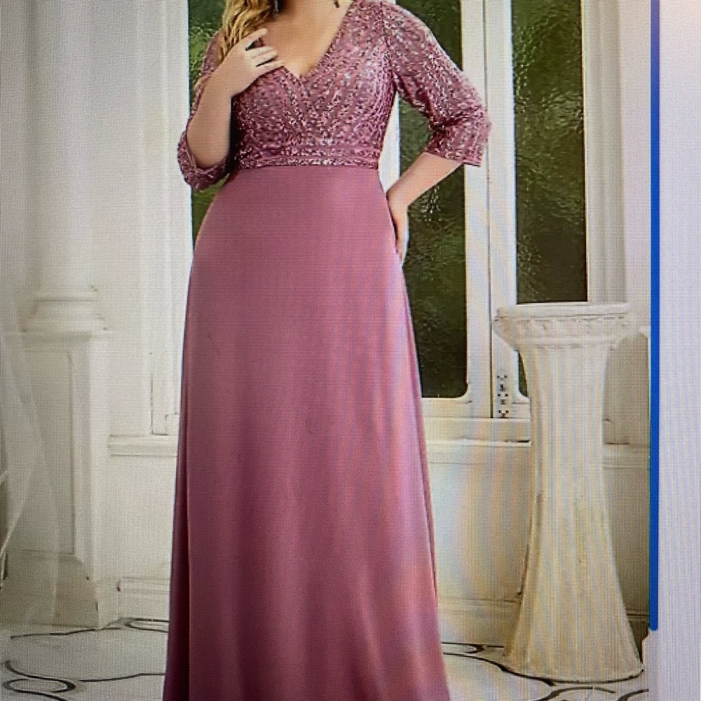Ever Pretty Pink Sequin Chiffon formal dress Size 14 NWT